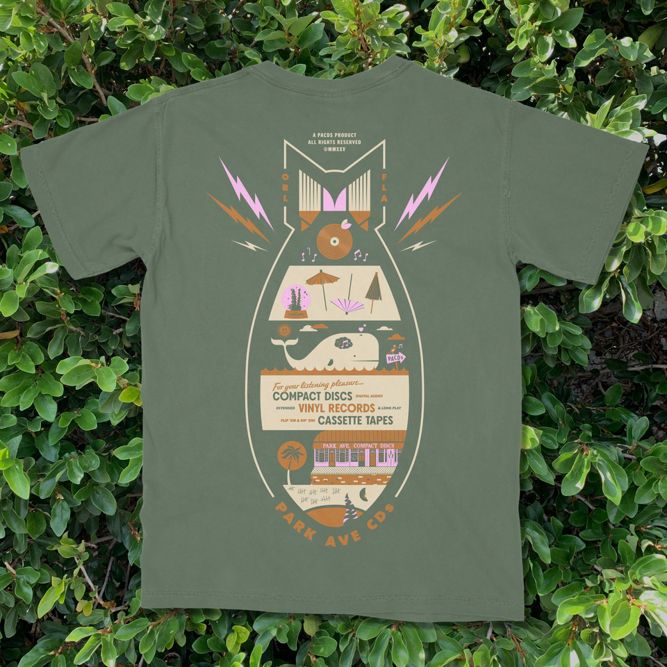 Park Ave CDs anniversary t-shirt in Moss, back