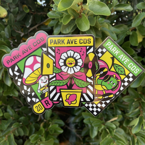 Park Ave CDs Record Store Day 2024 Sticker Pack - mushroom, flower, caterpillar